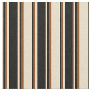 Tan, Black, and Brown Lines/Stripes Pattern Fabric