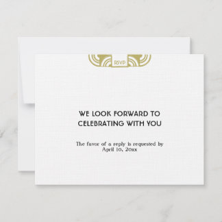 Tan black art deco wedding enclosure RSVP response