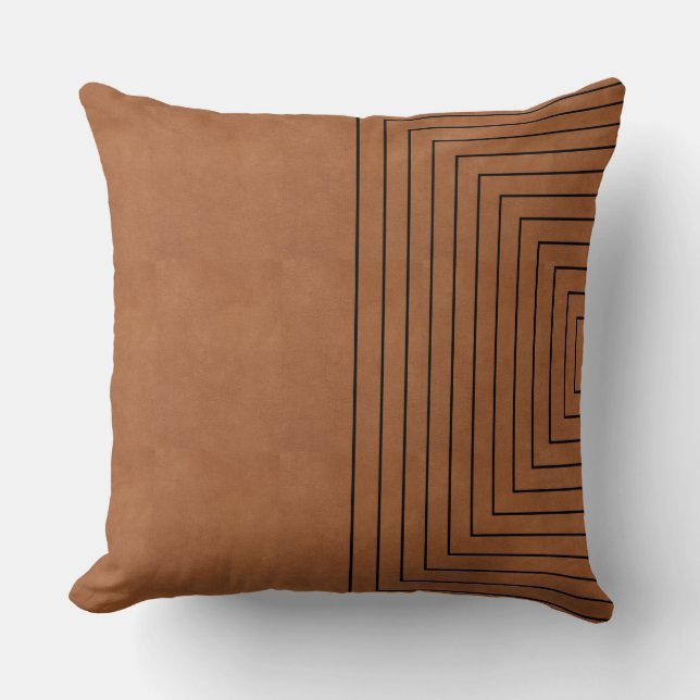 Tan Black Nested Squares Cushion (Front)