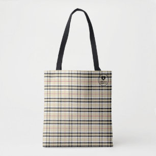 Tan Black Plaid - Tote