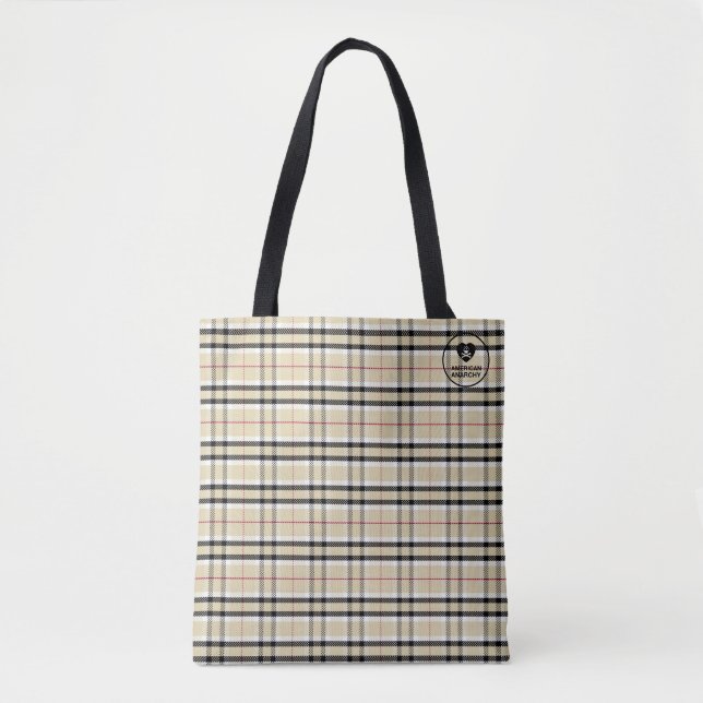 Tan Black Plaid - Tote (Front)
