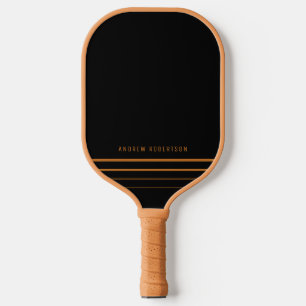 Tan & Black Simple Minimal Personalised Name Pickleball Paddle