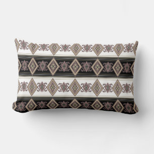 Tan Blend Folk Design Reversible Lumbar Pillow