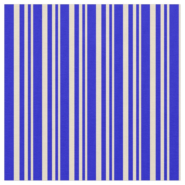 Tan & Blue Coloured Lines Fabric (Close Up)
