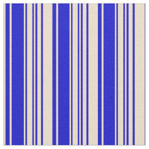 Tan & Blue Lines/Stripes Pattern Fabric