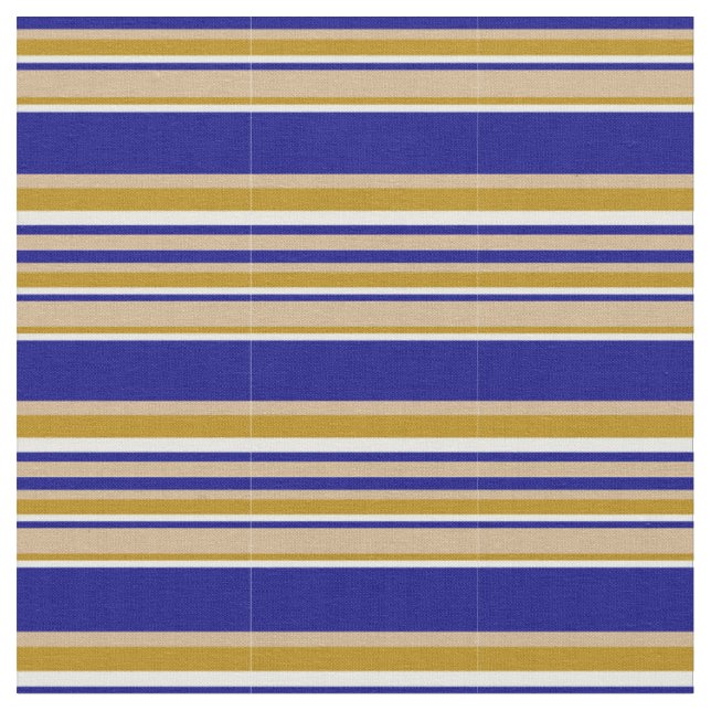 Tan, Blue, Mint Cream, and Dark Goldenrod Pattern Fabric (Close Up)