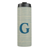 Tan Blue Stripe Monogram Initial Preppy Custom