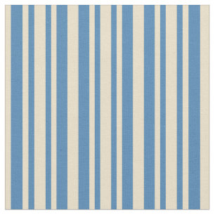 Tan & Blue Striped Pattern Fabric