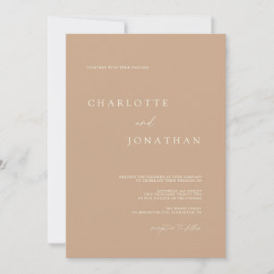 Tan Bohemian Rustic Modern Simple Wedding Invitation