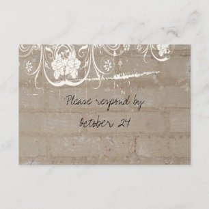 Tan Brick Lace rsvp with envelopes