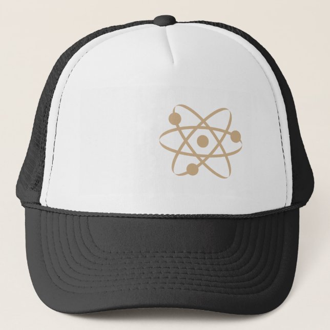 Tan Brown Atom Trucker Hat (Front)