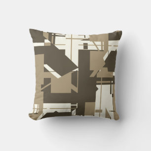 Tan Brown Beige Abstract MCM-inspired Design Cushion