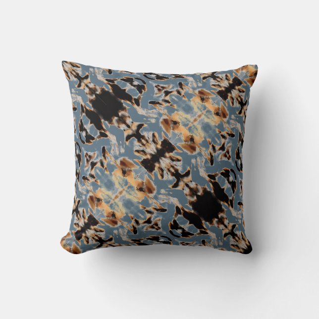 Tan Brown Beige Black Blue Mediterranean Diagonal Cushion (Front)