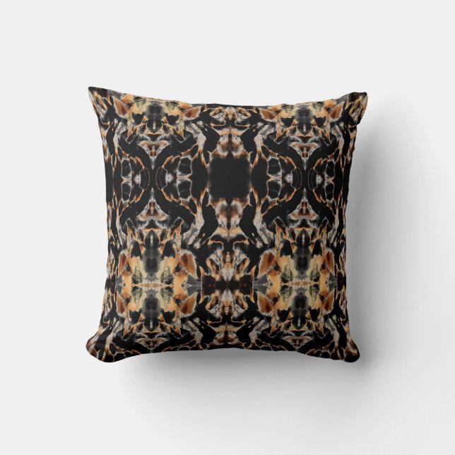 Tan Brown Beige Black Mediterranean Mosaic Motif   Cushion (Front)