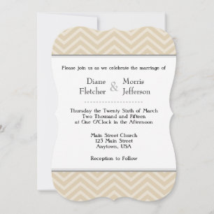 Tan Brown Beige Chevron Wedding Invitations