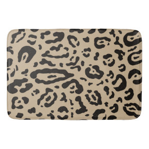 Tan Brown & Black Cheetah Leopard Animal Print Bath Mat