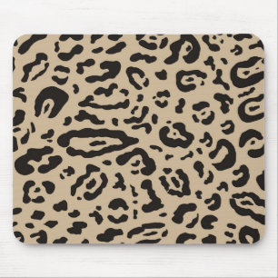 Tan Brown & Black Cheetah Leopard Animal Print  Mouse Pad