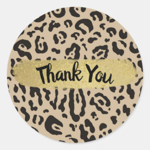 Tan Brown Black Cheetah Leopard Animal Print Party Classic Round Sticker