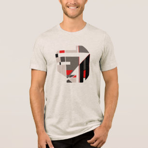 Tan Brown Black Red Geometric Abstract MCM Look Tri-Blend Shirt