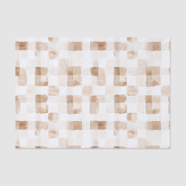 Tan Brown Cream Stripes Tissue Paper (Front)