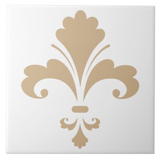 Tan Brown Fleur de lis Tile (Front)