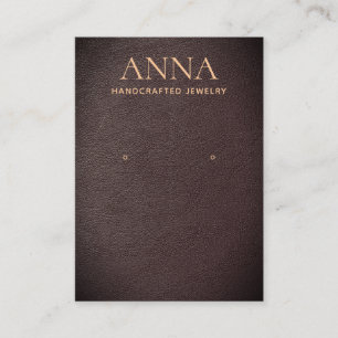 Tan Brown Leather Earring Jewellery Display Business Card