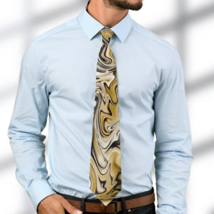 Tan Brown Marble Swirl Pattern Tie