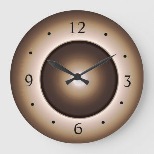 Tan/Brown Moon Effect Printed Design Large Clock