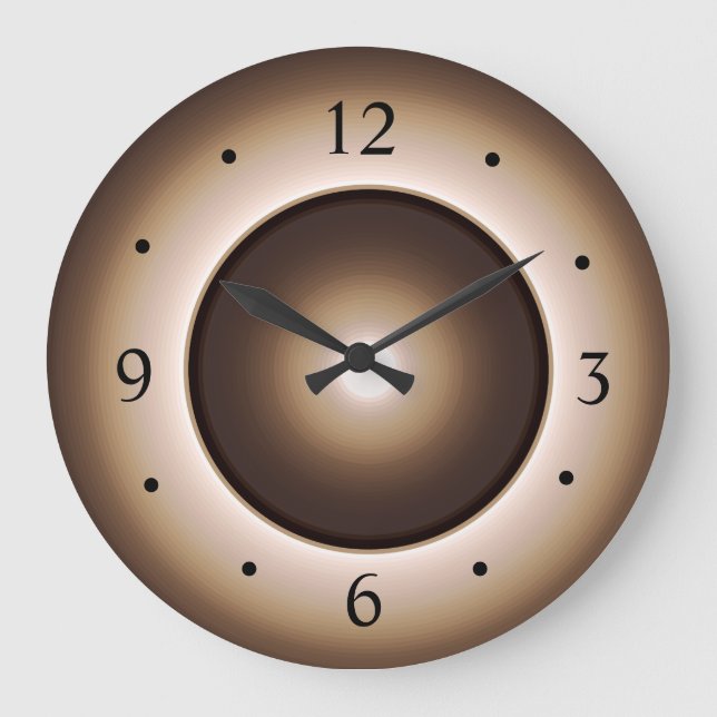Tan/Brown Moon Effect Printed Design Large Clock (Front)