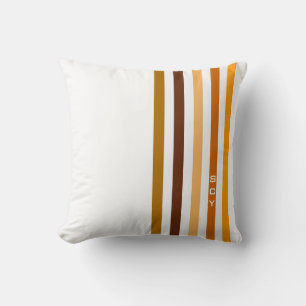 Tan Brown Orange Vertical Stripes Monogram Cushion