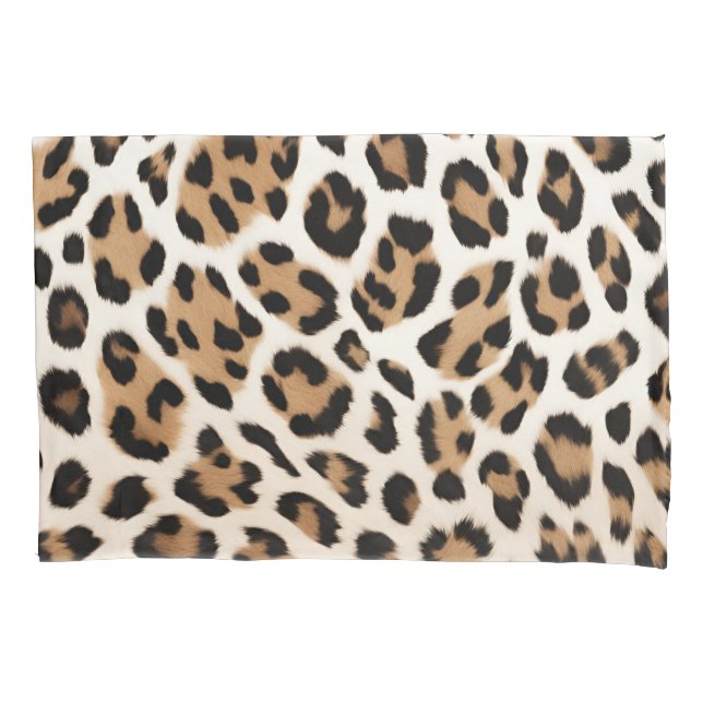 Tan Brown White Leopard Spots Animal Print Pillowcase (Front)