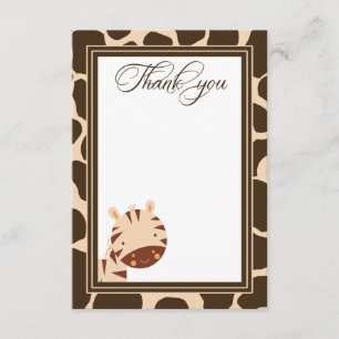 Tan + brown zebra boys thank you flat card