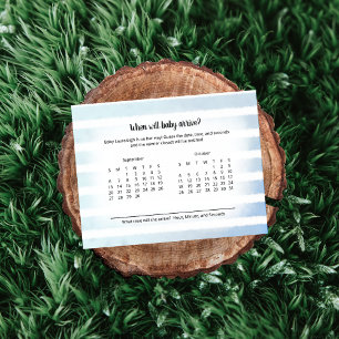 Tan Bunny Blue Baby Arrival Predictions Game Enclosure Card