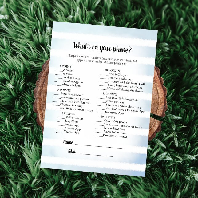 Tan Bunny Blue What's On Your Phone Game Invitation (Creator Uploaded)