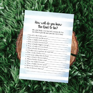 Tan Bunny Blue Who Knows Dad Best Shower Game Invitation