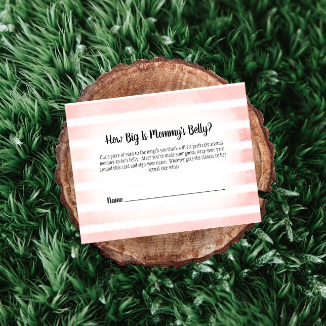 Tan Bunny Pink Mum's Belly Size Shower Game Enclosure Card (Creator Uploaded)