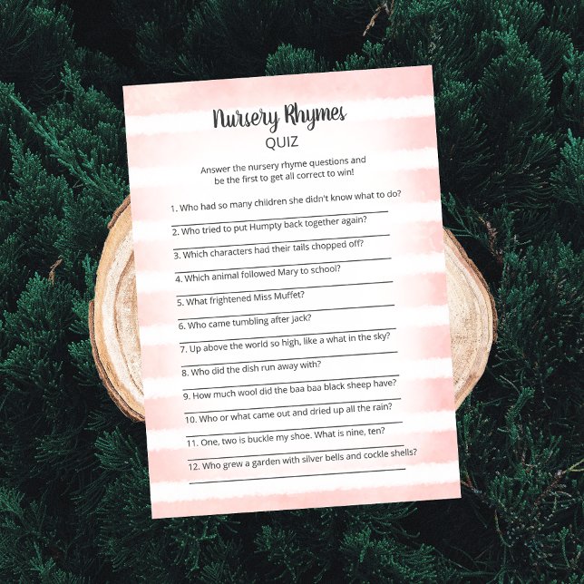 Tan Bunny Pink Nursery Rhymes Quiz Game Invitation (Creator Uploaded)