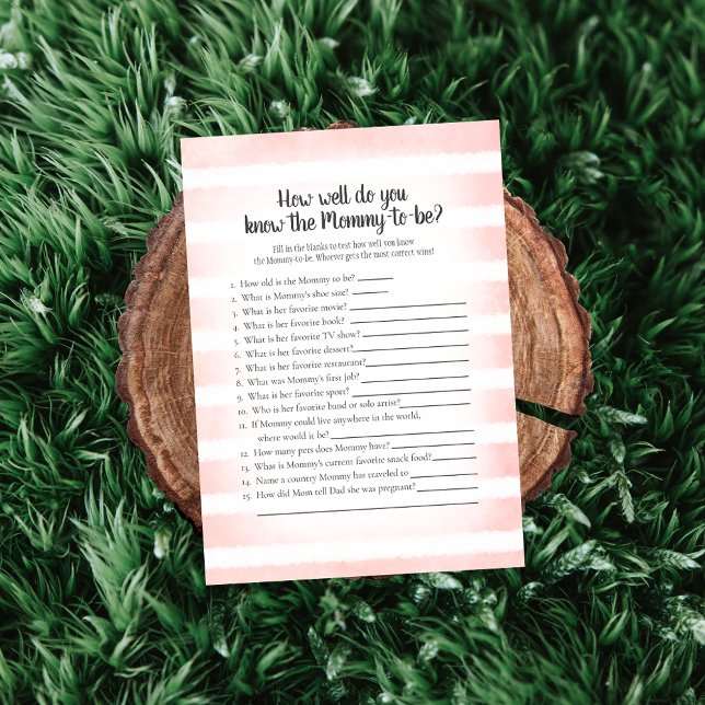 Tan Bunny Pink Who Knows Mum Best Shower Game Invitation (Creator Uploaded)