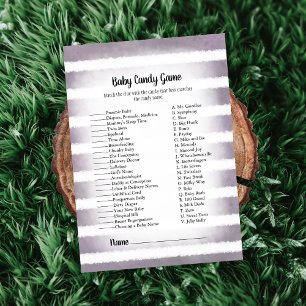 Tan Bunny Purple Baby Candy Baby Shower Game Invitation