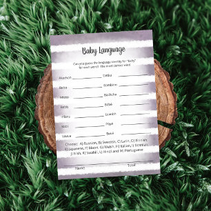 Tan Bunny Purple Baby Language Game Card