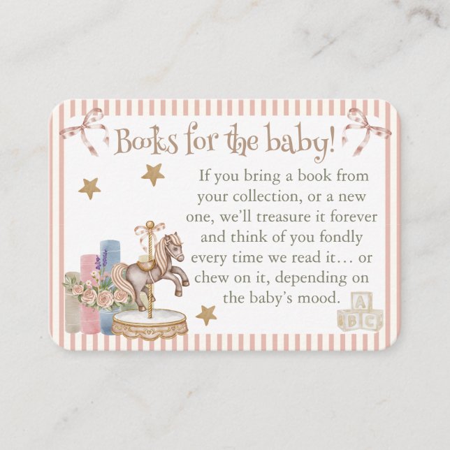Tan Carousel Horse Book Request Dipper Raffle  Enclosure Card (Front)