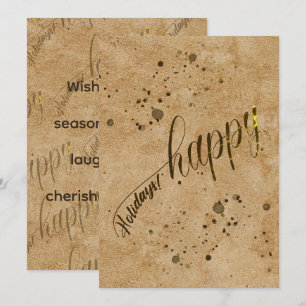 Tan Chamois Leather Print Flat Holiday Card