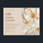 Tan Champagne Floral Women's 60th Birthday<br><div class="desc">Celebrate six decades of love, laughter, and cherished memories with this elegant 60th birthday invitation. Designed with soft golden-beige florals over a subtle marble background, this invite blends timeless beauty with modern charm. The mix of graceful script and classic serif fonts creates a warm and sophisticated feel—perfect for honouring a...</div>