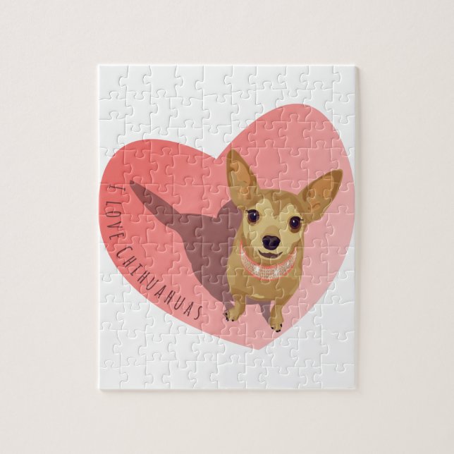 Tan Chihuahua in diamond pink collar in heart Jigsaw Puzzle (Vertical)