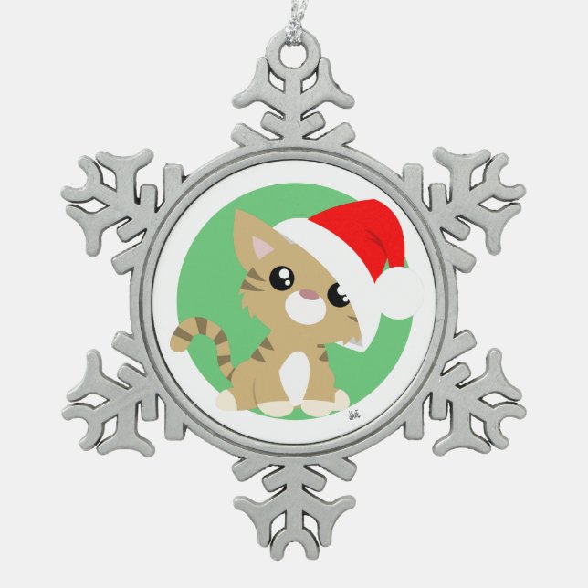 Tan Christmas Kitty Ornament (Front)