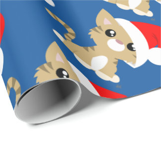 Tan Christmas Kitty Wrapping Paper