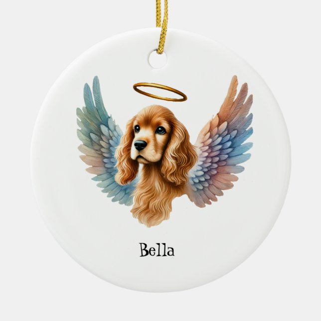 Tan Cocker Spaniel Memorial Pet Design Ceramic Tree Decoration (Front)