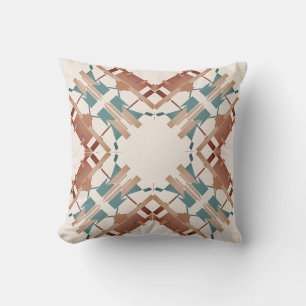 Tan Coral Seafoam Beige Star Design Southwest Look Cushion