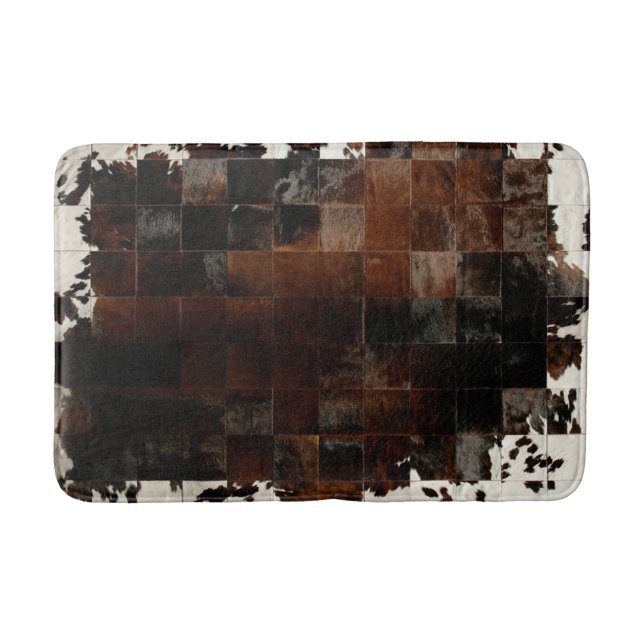 Tan Cowhide Patchwork Print Bath Mat (Front)