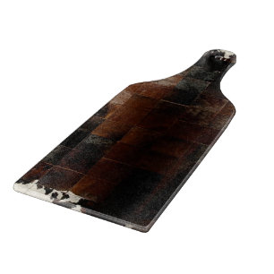 Tan Cowhide Patchwork Print Cutting Board